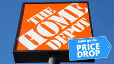 Home Depot logo shown against blue sky